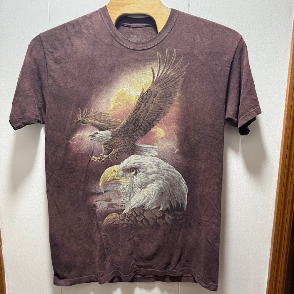 The Mountain Bald Eagle Graphic T-Shirt Brown Tie Dye Mens XL Dimitar Neshev